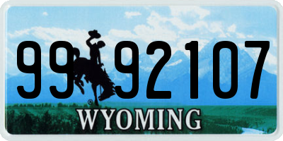 WY license plate 9992107