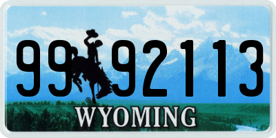 WY license plate 9992113