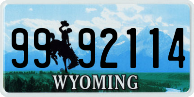 WY license plate 9992114