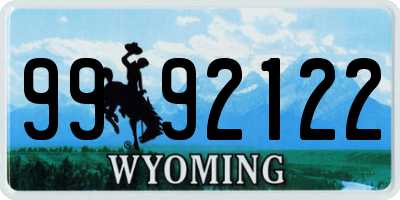 WY license plate 9992122