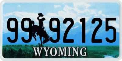 WY license plate 9992125