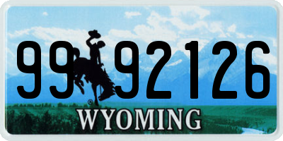 WY license plate 9992126