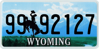 WY license plate 9992127