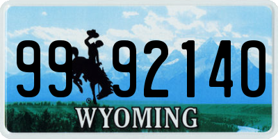 WY license plate 9992140