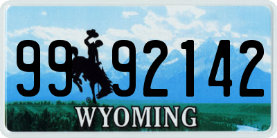 WY license plate 9992142