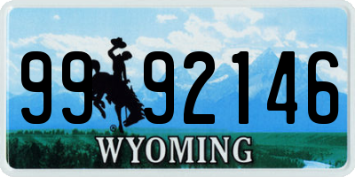 WY license plate 9992146