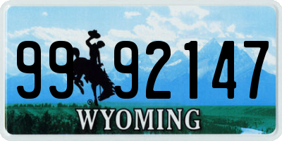 WY license plate 9992147