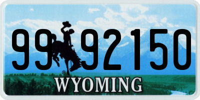 WY license plate 9992150