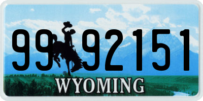 WY license plate 9992151