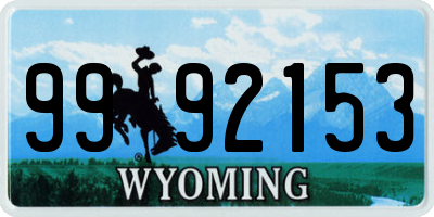 WY license plate 9992153