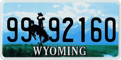 WY license plate 9992160