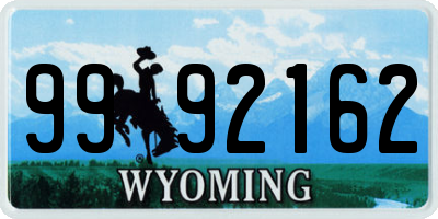 WY license plate 9992162