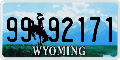 WY license plate 9992171