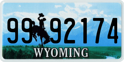 WY license plate 9992174