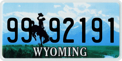 WY license plate 9992191