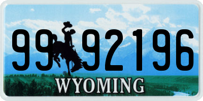 WY license plate 9992196