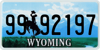 WY license plate 9992197