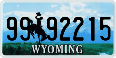 WY license plate 9992215