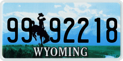 WY license plate 9992218