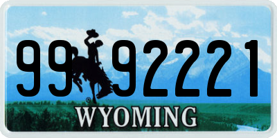 WY license plate 9992221