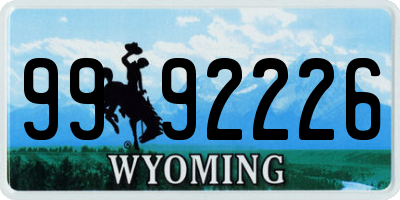 WY license plate 9992226