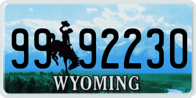 WY license plate 9992230