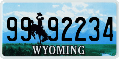 WY license plate 9992234
