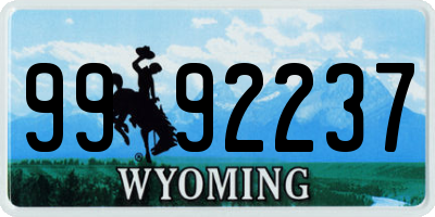 WY license plate 9992237