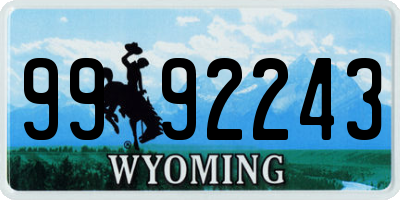 WY license plate 9992243