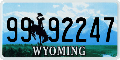 WY license plate 9992247