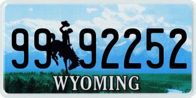 WY license plate 9992252