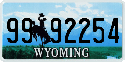 WY license plate 9992254