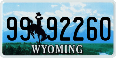 WY license plate 9992260