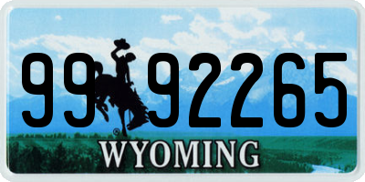 WY license plate 9992265