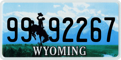 WY license plate 9992267