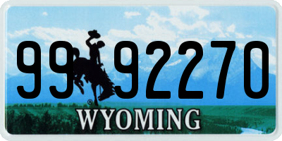 WY license plate 9992270