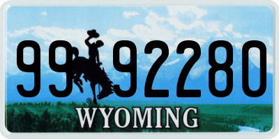 WY license plate 9992280