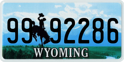 WY license plate 9992286