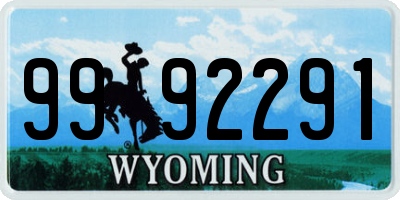 WY license plate 9992291