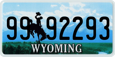 WY license plate 9992293