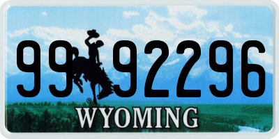 WY license plate 9992296