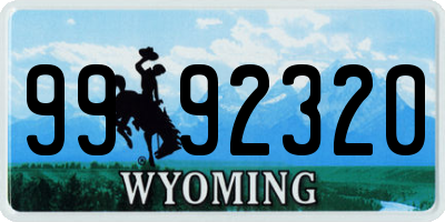 WY license plate 9992320