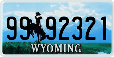 WY license plate 9992321