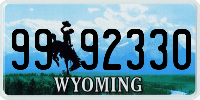 WY license plate 9992330