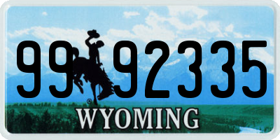 WY license plate 9992335