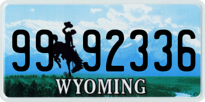 WY license plate 9992336