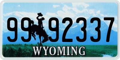 WY license plate 9992337