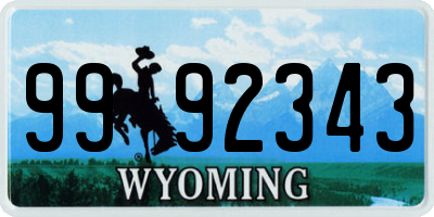 WY license plate 9992343