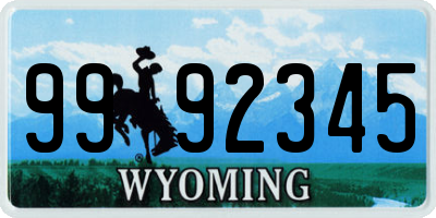 WY license plate 9992345