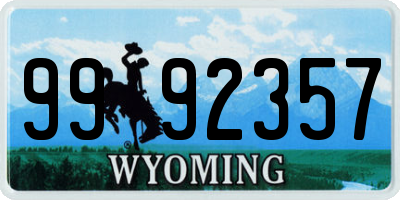 WY license plate 9992357